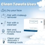 Clean Skin Club Clean Towels, 100% USDA Biobased Dermatologist Approved Face Towel, Disposable Clinically Tested Face Towelette, Facial Washcloth, Makeup Remover Dry Wipes, Ultra Soft, 25 ct, 1 pack - Image 5